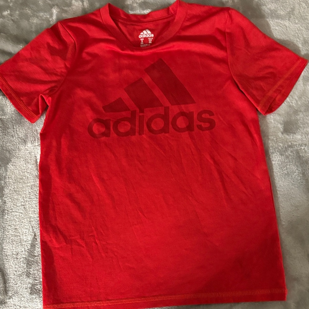 Adidas Kids Red and Gray Logo Tees - Picture 2 of 3